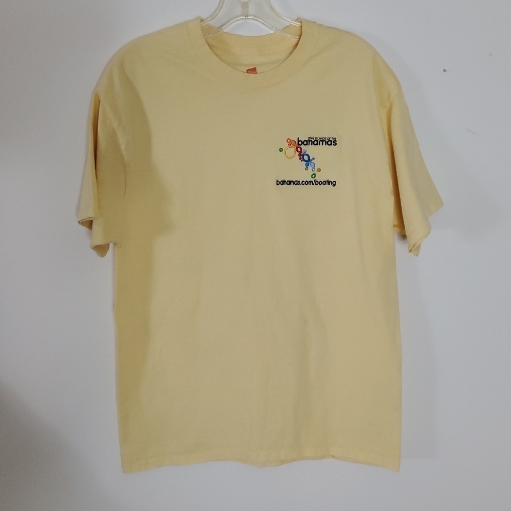 Hanes tagless T-shirt Size L with Embroidered Bahama islands on the front